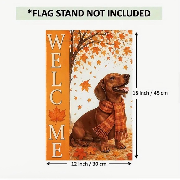 NEW Autumn Welcome Flag with Dachshund - Picture 2 of 2